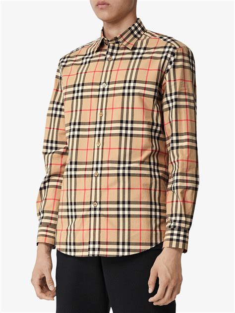 burberry check cotton linen shirt|check cotton poplin shirt.